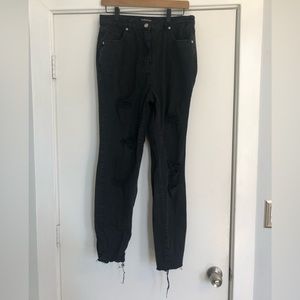 ASOS Parisian black distressed skinny jeans USED women’s 10 high rise moto